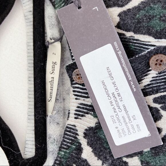 samantha sung carolina 100% cashmere cardigan size XS color: Klim Olive green - Picture 6 of 8